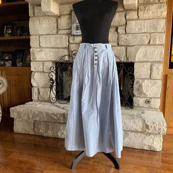 Liz Wear Dresses & Skirts - Liz Wear Vintage Blue  White Striped Circle Skirt